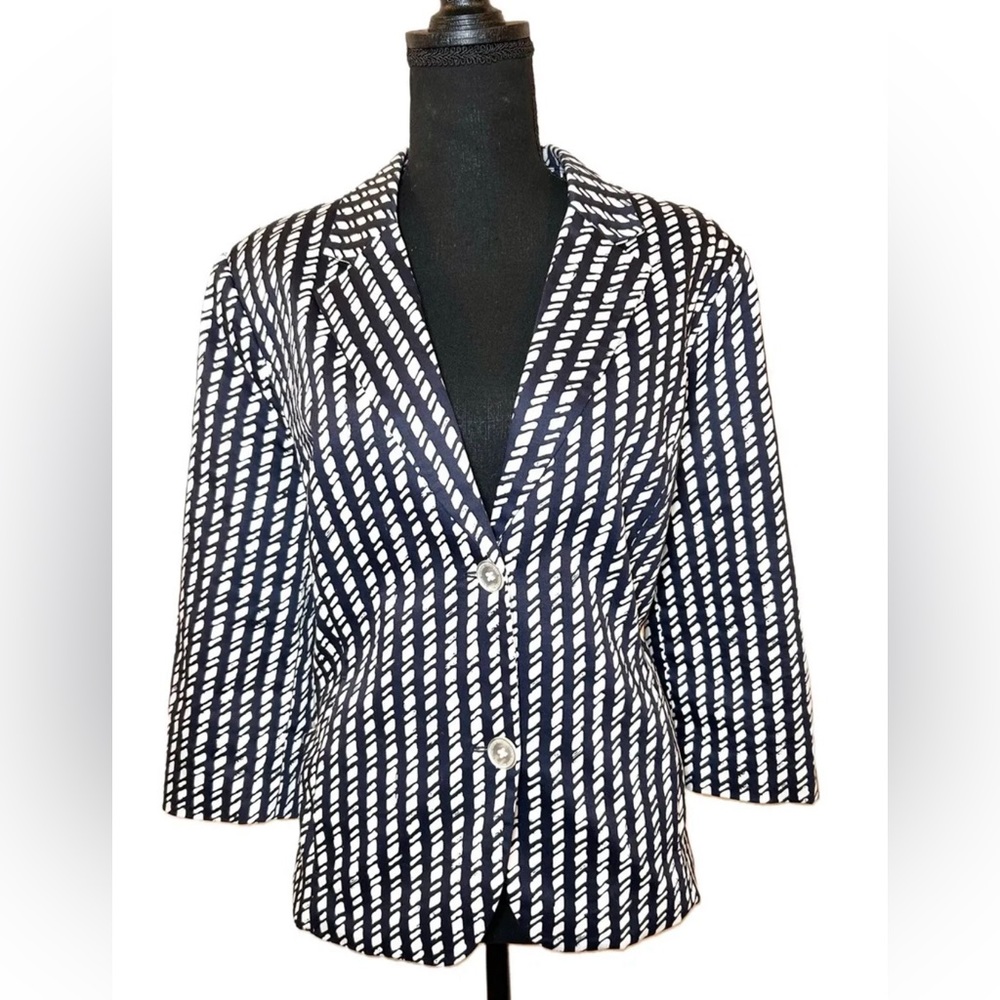 Isaac Mizrahi LIve! Jacket Blue White Button Norm Core Size 16